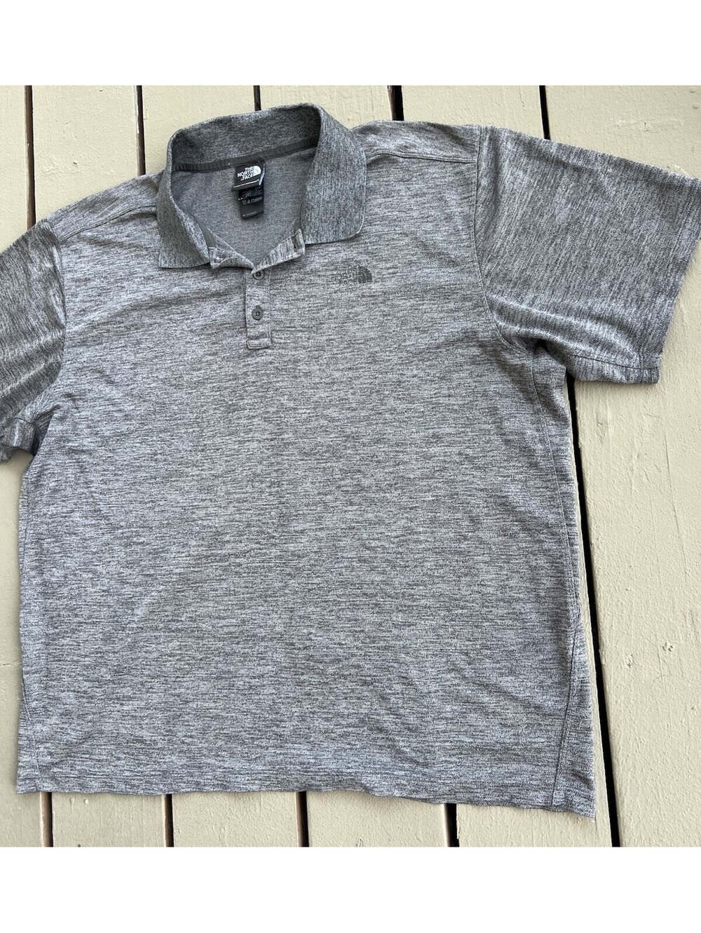 The North Face Mens XL Heather Gray Short Sleeve Athletic Polo Shirt